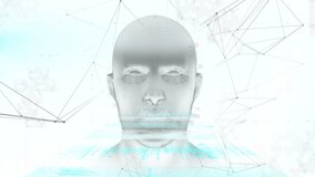 Animation of data processing over digital human head and network of connections. global technology, data processing and digital interface concept digitally generated video. - Powered by Shutterstock - Get 15% off with code: PIKWIZARD15