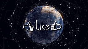 Animation of like text over globe. global business, finances, connections and digital interface concept digitally generated video. - Powered by Shutterstock - Get 15% off with code: PIKWIZARD15
