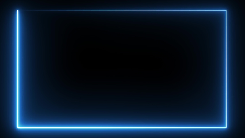 Blue Neon Light Animated Glowing Border Stylish Frame.  Seamless Loop. Use it in your slideshow videos, social media post, live, shorts, reels, tiktoks, advertisement, presentation and animation. Royalty-Free Stock Footage #1093481231