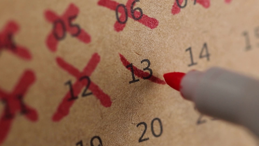 Close-up, the marker marks the day on the calendar | Shutterstock HD Video #1093484619