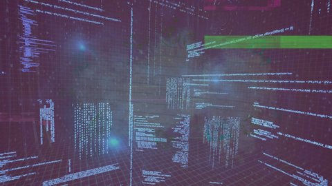Animation Digital Data Processing Over Dark Stock Footage Video (100% ...