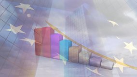 Animation of european union flag and financial data processing over cityscape. European union , political, economic concept digitally generated video. - Powered by Shutterstock - Get 15% off with code: PIKWIZARD15