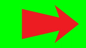 red arrow pointing right icon,symbol of arrow on green screen background,seamless loop animation