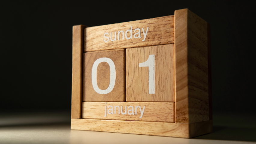 Timelapse of wooden calendar in 1 year Royalty-Free Stock Footage #1093497869