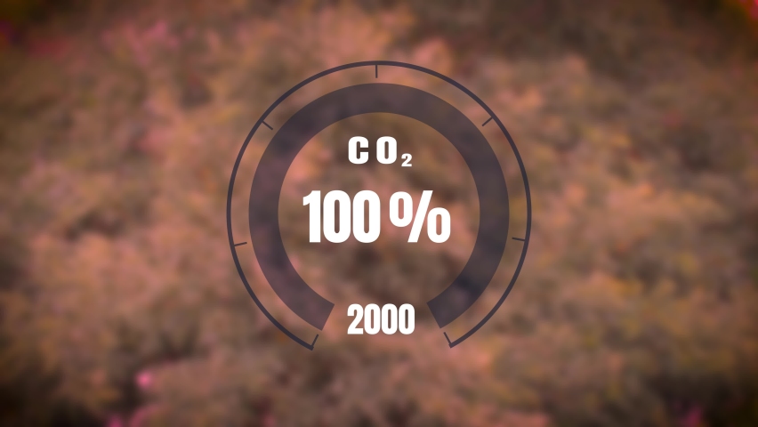 Digital dashboard show a percentage drop down to 0 percentage CO2. Royalty-Free Stock Footage #1093498145