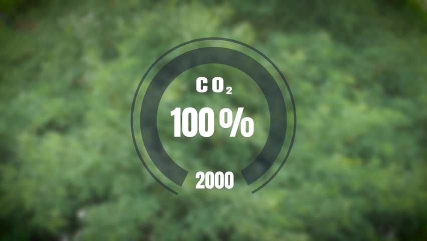 Digital dashboard show a percentage drop down to 0 percentage CO2. Royalty-Free Stock Footage #1093498147