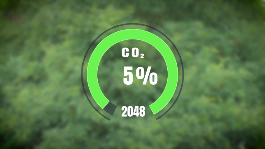 Digital dashboard show a percentage drop down to 0 percentage CO2. Royalty-Free Stock Footage #1093498147