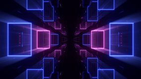 Glow sci fi symmetrical construction. Vj loop trendy neon tunnel. hi tech neon tunel. Sci-fi flight through cyberspace with symmetry. Video game or vj night club background with neon. 3D Illustration - Powered by Shutterstock - Get 15% off with code: PIKWIZARD15