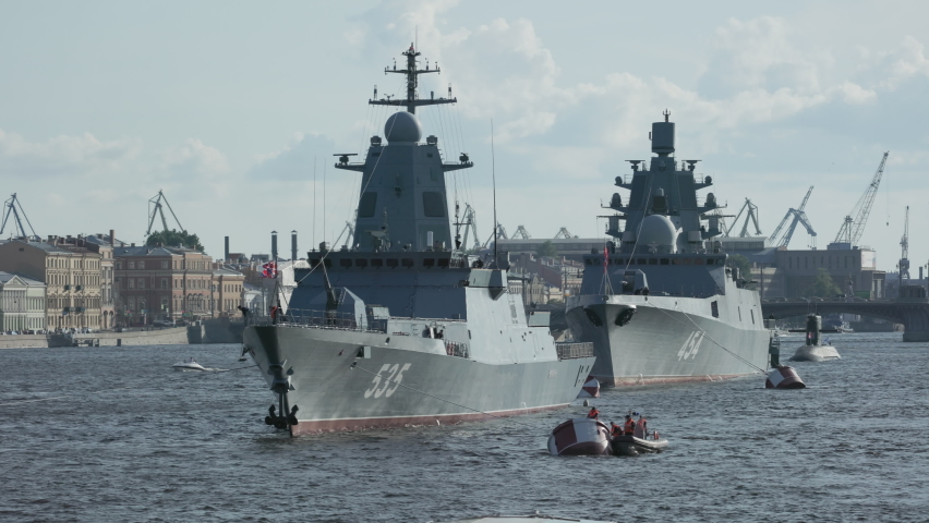 Russian warship in St. Petersburg