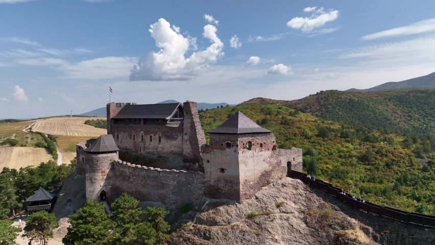 Aerial view of Boldogko Castle in Boldogkovaralja, Hungary