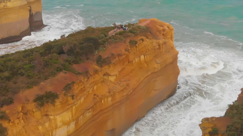 Loch Ard Gorge is a beautiful coastline along the Great Ocean Road, Australia. Drone viewpoint