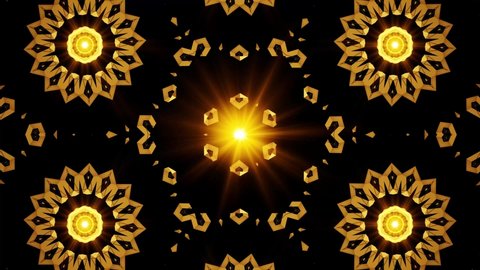 Luxury Gold Abstract Kaleidoscope Background 4k Stock Footage Video