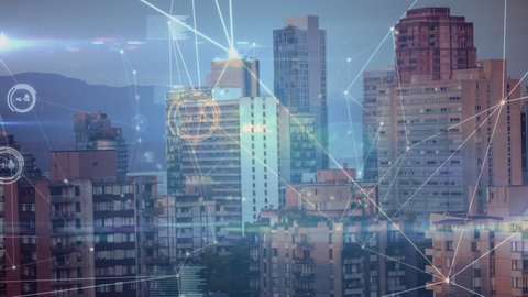 Animation Graph Network Connections Over Cityscape Stock Footage Video ...