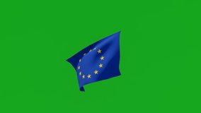 Flag of the European Union in full HD 1080 3D animated green screen