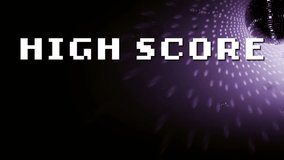 Animation of high score text against disco ball rotating with bright rays on black background. Digitally generated, abstract, video game, arcade, achievement, competition, nightclub, enjoyment. - Powered by Shutterstock - Get 15% off with code: PIKWIZARD15