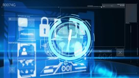 Animation of clock running on digital interface with infographic data. Digital composite, technology, time management, countdown, urgency, accuracy, artificial intelligence, network security. - Powered by Shutterstock - Get 15% off with code: PIKWIZARD15