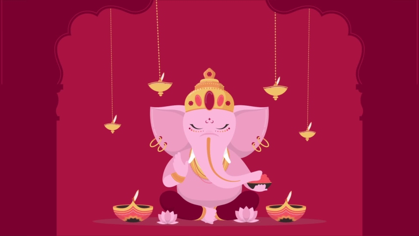 Happy Ganesh Chaturthi Animation Background Royalty-Free Stock Footage #1093551091