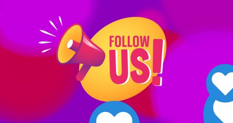 Animation Follow Us Text Hearts Over Stock Footage Video (100% Royalty ...