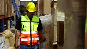 Security guard working at night. Senior asian male security working with flashlight at larg warehouse factory. - Powered by Shutterstock - Get 15% off with code: PIKWIZARD15