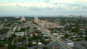 Aerial drone video Downtown Hollywood FL circa 2022