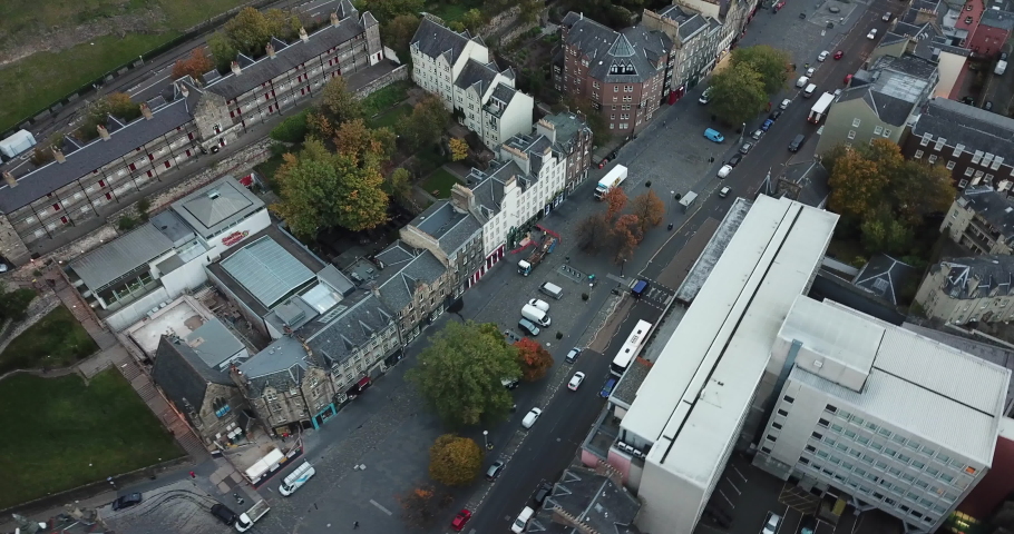 Rare drone shot of Edinburgh