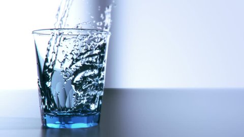 Pouring glass of water in slow motion high quality computer simulation and render for fullHD