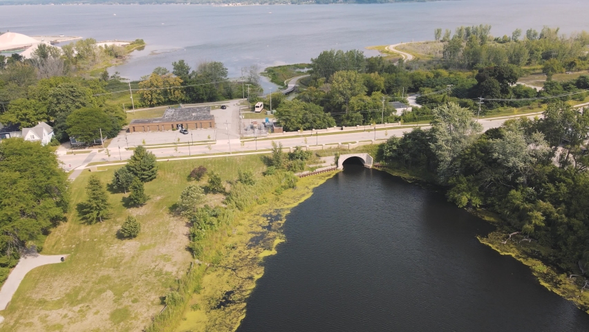 Forward track and downward tilt motion over Muskegon