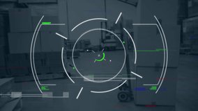 Animation of interference and scope scanning over warehouse. Global shipping, computing and digital interface concept digitally generated video. - Powered by Shutterstock - Get 15% off with code: PIKWIZARD15