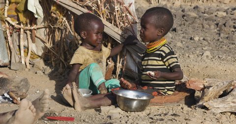 Closeupmalnourished Children Due Extreme Poverty Drought Stock Footage ...
