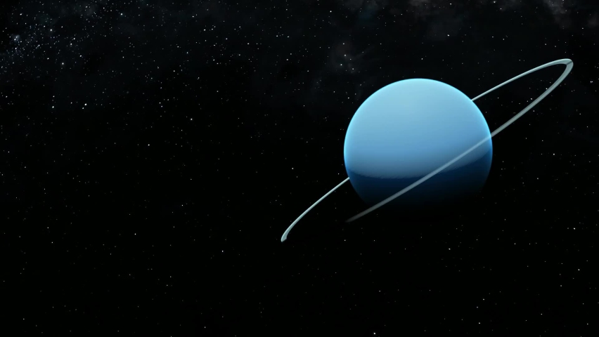 Uranus planet on space. Full view of Uranus 3D Rendering