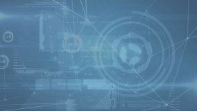 Animation of lines connecting dots against data processing with hud on digital interface. Digital composite, artificial intelligence, cloud computing, technology, connect the dots, networking. - Powered by Shutterstock - Get 15% off with code: PIKWIZARD15