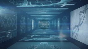 Animation of network connecting dots, scientific data processing on digital interface in server room. Digital composite, artificial intelligence, cloud computing, technology, connect the dots. - Powered by Shutterstock - Get 15% off with code: PIKWIZARD15