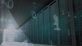 Animation of microprocessor connections and binary coding over empty computer server room. Global networking and business data storage technology concept - Powered by Shutterstock - Get 15% off with code: PIKWIZARD15