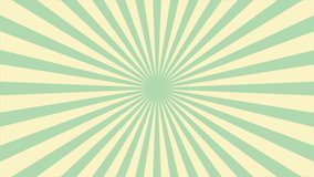 Green Sunburst Stripes Animation, Seamless Loop. Retro Inspired Green Rays Rotation. Vintage Grunge Sun Bursts, 4k Video Motion Graphics