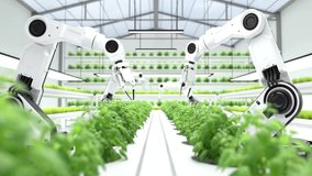 Smart robotic farmers concept, robot farmers, Agriculture technology, Farm Automation