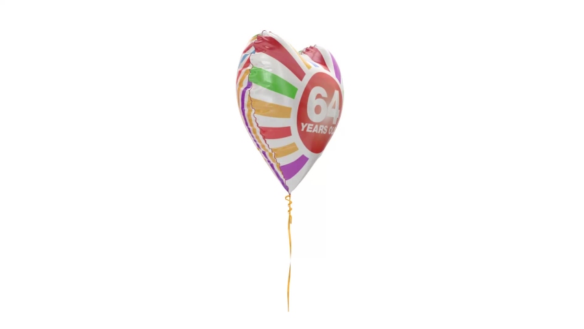 Birthday Celebration Helium Balloon. 64 Years Old. Alpha Luma Matte Channel. Loop Animation. Royalty-Free Stock Footage #1093630095
