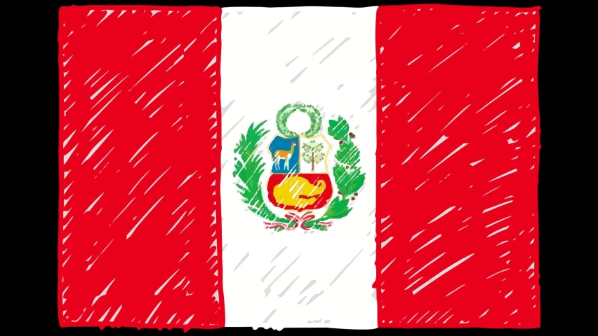 Peru National Country Flag Marker or Pencil Sketch Looping Animation Video