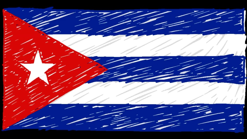 Cuba National Country Flag Marker or Pencil Sketch Looping Animation Video