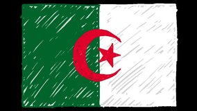 Algeria National Country Flag Marker or Pencil Sketch Looping Animation Video