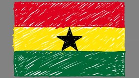 Ghana National Country Flag Marker or Pencil Sketch Looping Animation Video