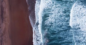 Nature video Amazing Blue ocean wave Top-down Aerial view shot. Professional footage 4K ProRes HQ 4:2:2 Nature and Travel concept.
