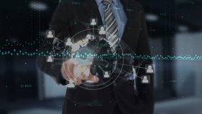 Animation of data processing over caucasian businessmen. Global business, finances, data processing and digital interface concept digitally generated video. - Powered by Shutterstock - Get 15% off with code: PIKWIZARD15