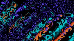 Abstract trendy neon colored psychedelic fluorescent textured pattern flowing, liquid. Psychodelic background with colorful flowing chromatic dynamic waves. Psychodelic shimmering. 3D Illustration