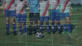 Animation of data processing over diverse soccer players. Global sport and digital interface concept digitally generated video. - Powered by Shutterstock - Get 15% off with code: PIKWIZARD15