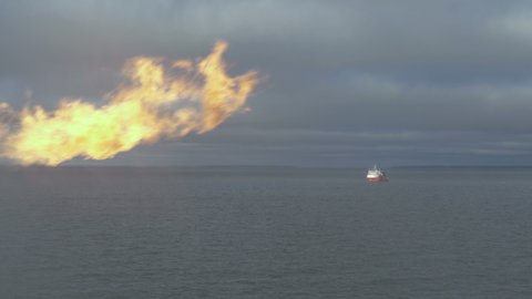 Flame On Background Sea Rescue Ship Stock Footage Video (100% Royalty