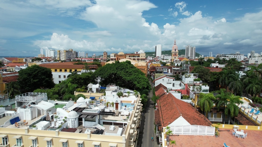 An elevated view of the Cartagena, Colombia skyline