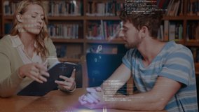 Animation of data processing over caucasian female teacher analysing male student. Global communication, education, research and digital interface concept digitally generated video. - Powered by Shutterstock - Get 15% off with code: PIKWIZARD15