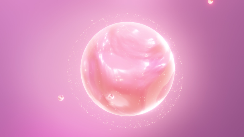The bubble vitamin collagen drop to pink skin ball with 3d rendering. Beauty skin chemical conceptual animation. | Shutterstock HD Video #1093671317
