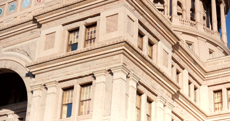 Architectural detail of the Texas State Capitol building in downtown Austin USA Royalty-Free Stock Footage #1093675235