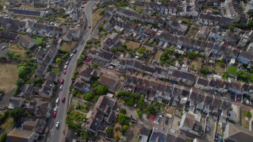Aerial shot of Chisel Beach, Portland, UK